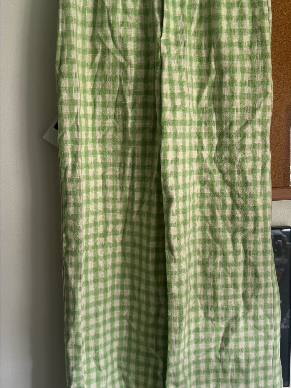 Zara Gren Gingham Linen Style Trousers